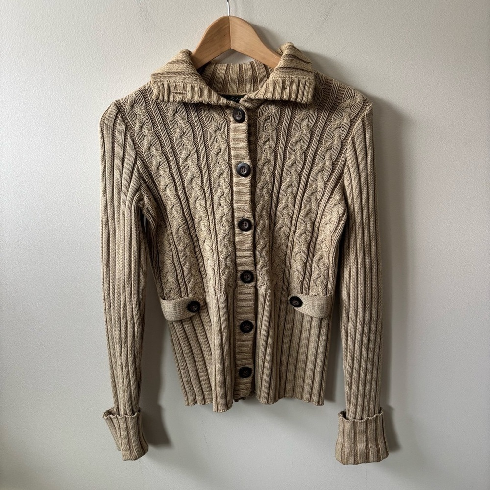 Eddie Bauer Cable Knit Button Up Cardigan